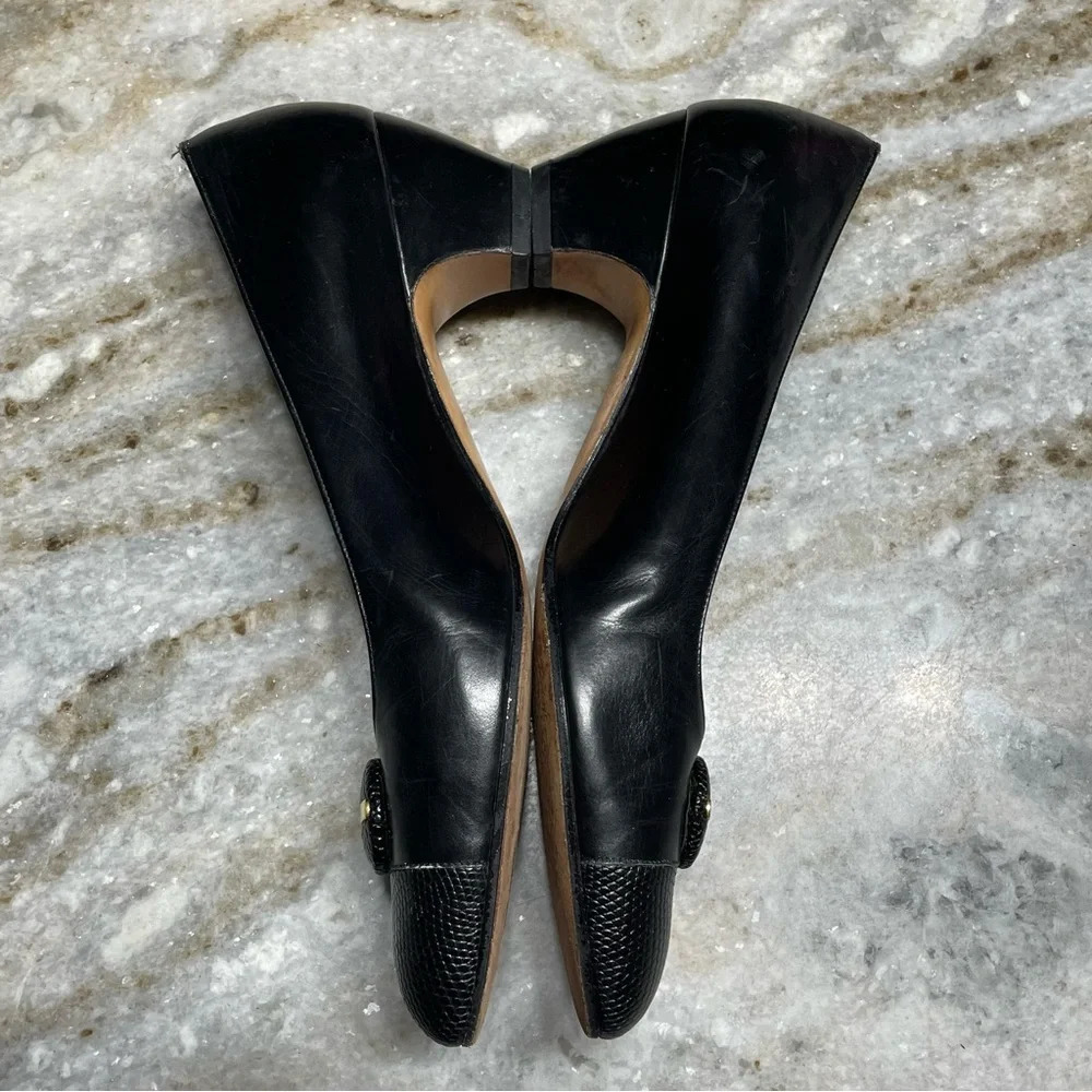 Vintage Salvatore Ferragamo Black Leather Heels Pumps Women's 6 AA (narrow) - Picture 8 of 14